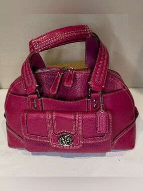 Coach Hampton Mini Bowling Bag Fuchsia Leather Silver 2009 13963